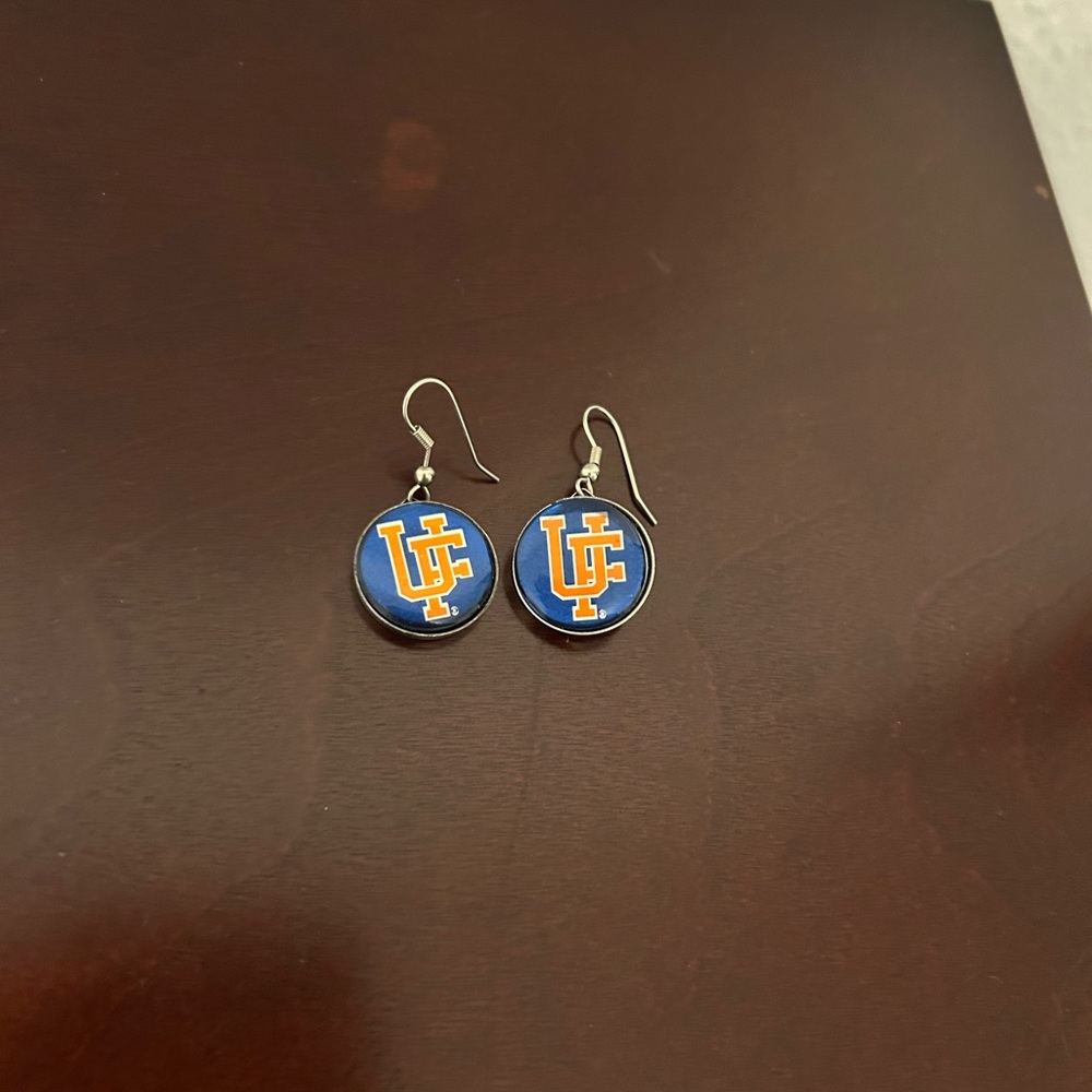 Orange and Blue UF Dangle Earrings